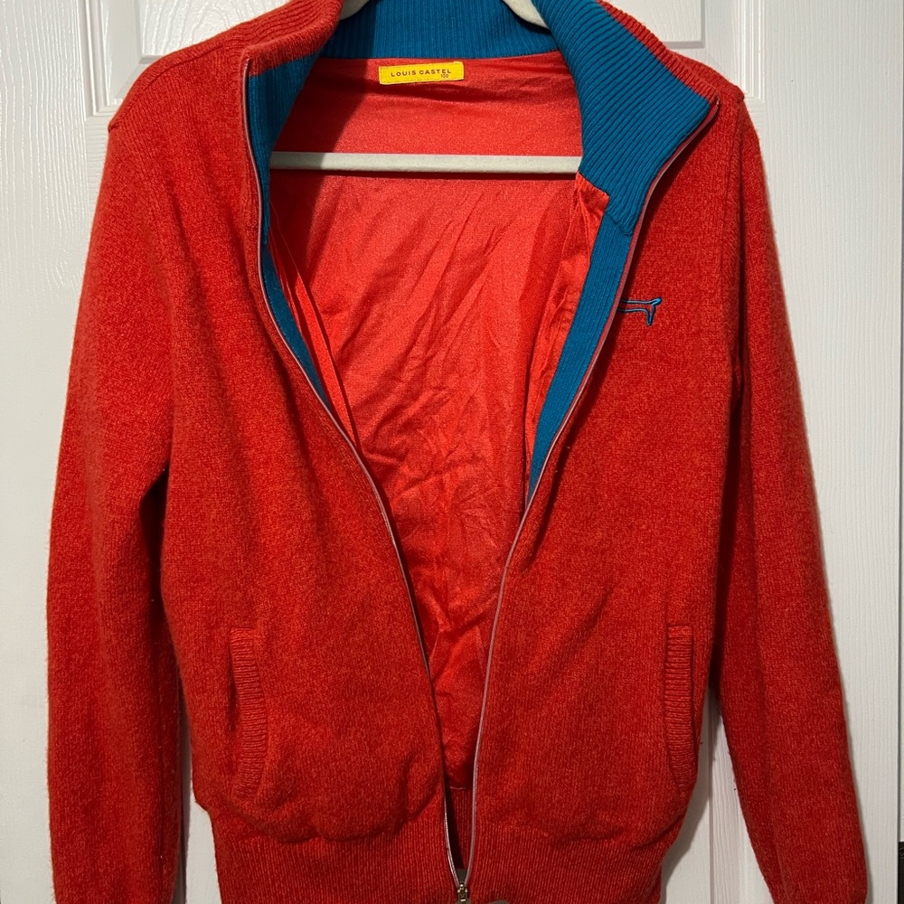 Louis Castel wool Red Zip-Up Sweater